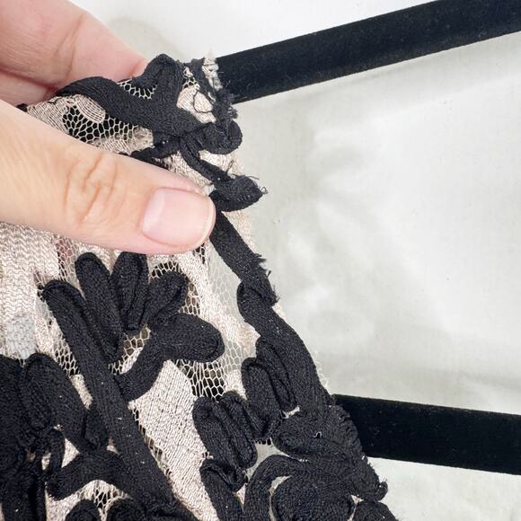 Anthropologie Yoana Baraschi Ribbon Lace Soutache Dress Black Nude Sheer Sexy 6 - Picture 7 of 16
